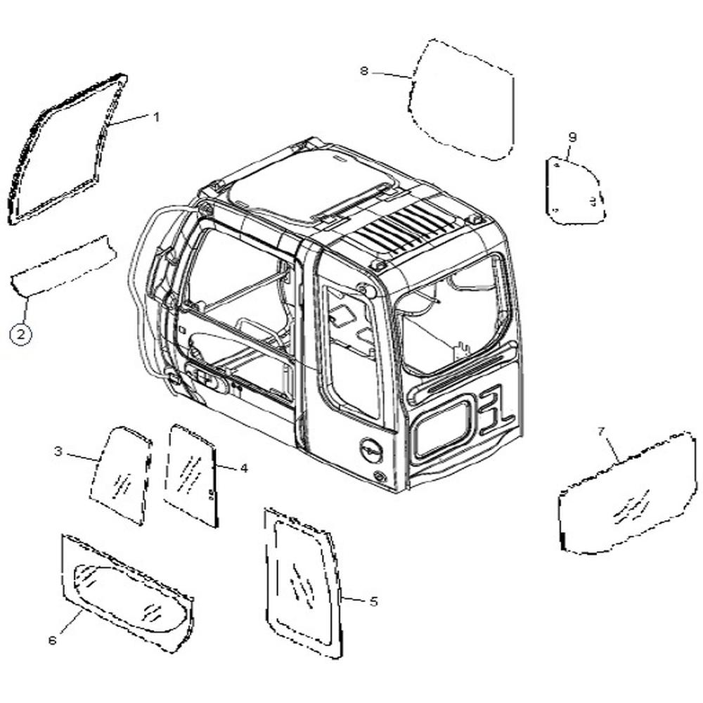 Front Lower Glass Window for Hitachi Excavator AT214097